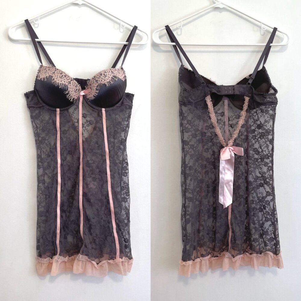 POPSI LINGERIE Purple ish? Pink Y2K Dollette Coquette Lace Chemise Sexy Lingerie